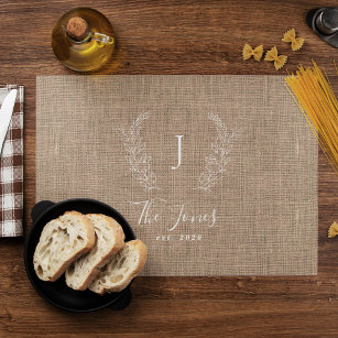Create your own family monogram name elegant chic cloth placemat