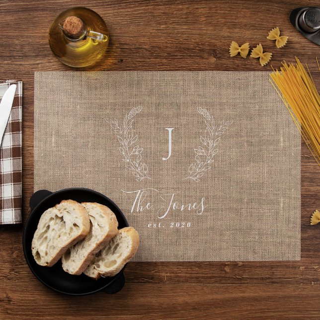Create your own family monogram name elegant chic cloth placemat (Creator Uploaded)