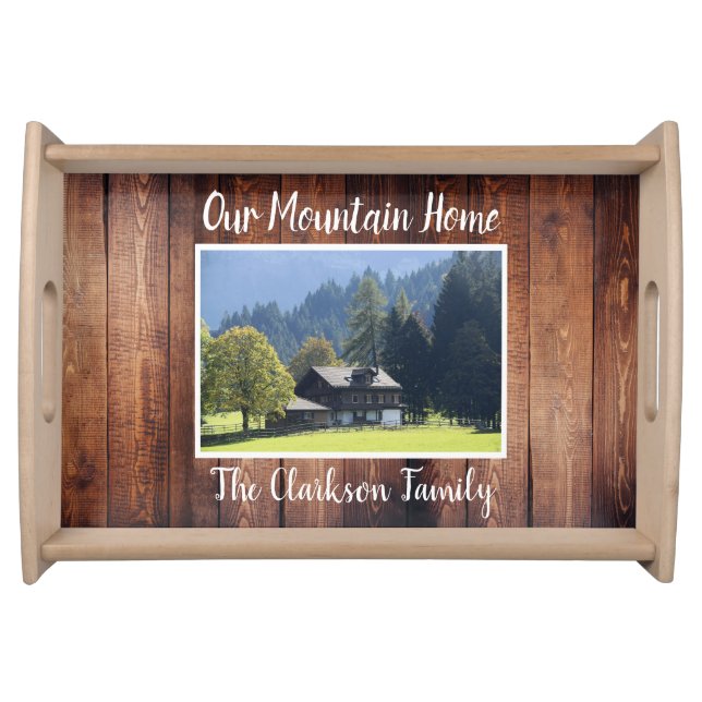 Create your own family mountain home photo serving tray (Front)