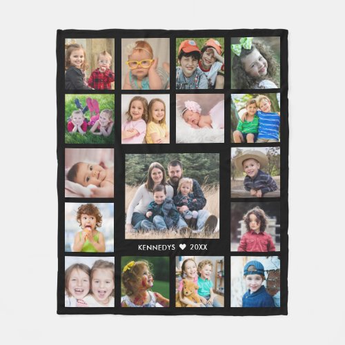 Create Your Own Family Name 17 Photo Collage Black