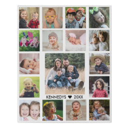 Create Your Own  Family Name 17 Photo Collage Faux Canvas Print