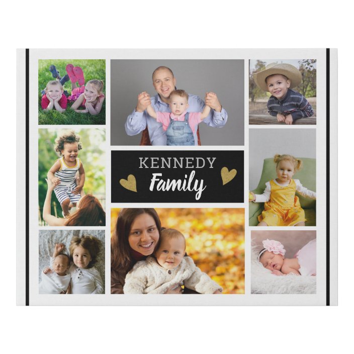 Create Your Own Family Name 8 Photo Collage Faux Canvas Print | Zazzle.com