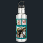 Create Your Own Family Name 9 Photo Collage Teal Stainless Steel Water Bottle<br><div class="desc">Create your own photo collage water bottle personalized with 9 of your favorite family pictures and family name.</div>