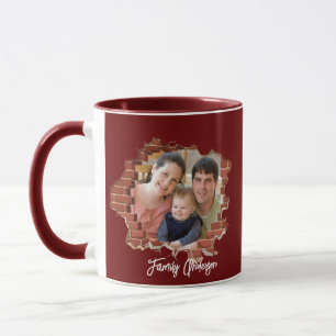 Create Your Own Family Name Photo Maroon Mug