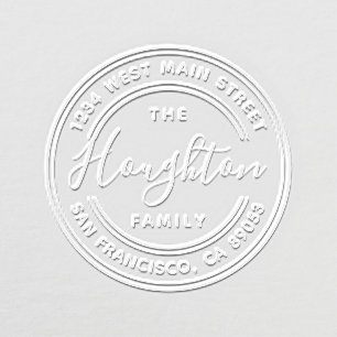 Create Your Own Family Name Round Return Address Embosser