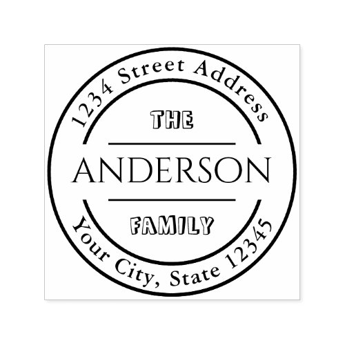 Create Your Own Family Name Round Return Address Self_inking Stamp