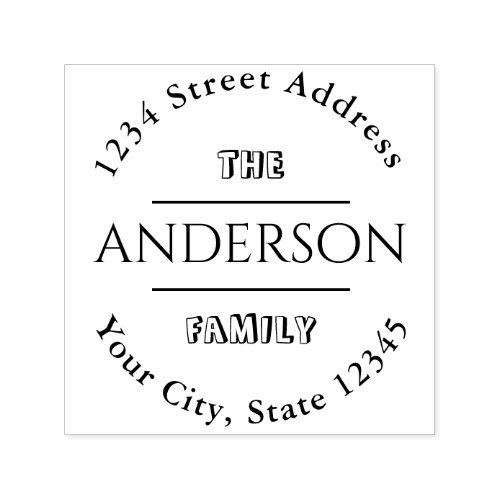 Create Your Own Family Name Round Return Address Self_inking Stamp
