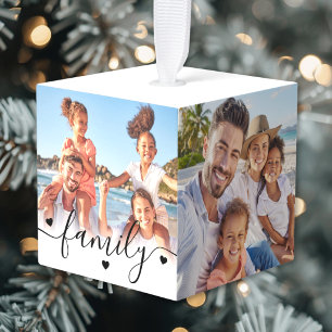 Create Your Own Family Photo Christmas Cube Ornament