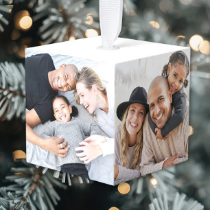 Create Your Own Family Photo Christmas Cube Ornament