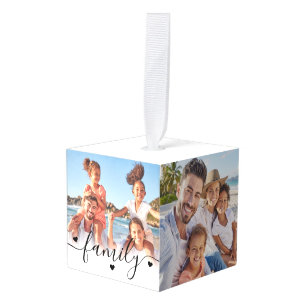 Create Your Own Family Photo Christmas Cube Ornament