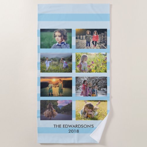 Create your own family photo collage beach towel