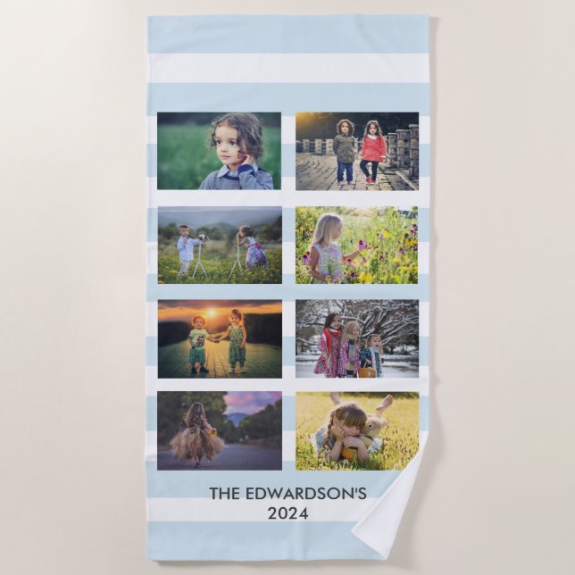 Create your own family photo collage beach towel (Front)