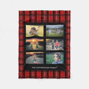 Create your own family photo collage buffalo plaid fleece blanket