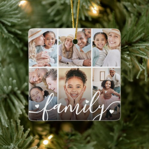 Create Your Own Family Photo Collage Ceramic Ornament