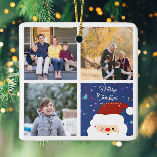 Create Your Own Family Photo Collage Christmas Ceramic Ornament