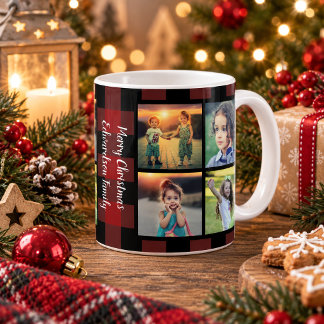 Create your own family photo collage Christmas Coffee Mug