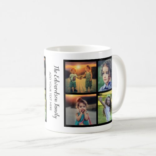 Create your own family photo collage family name coffee mug