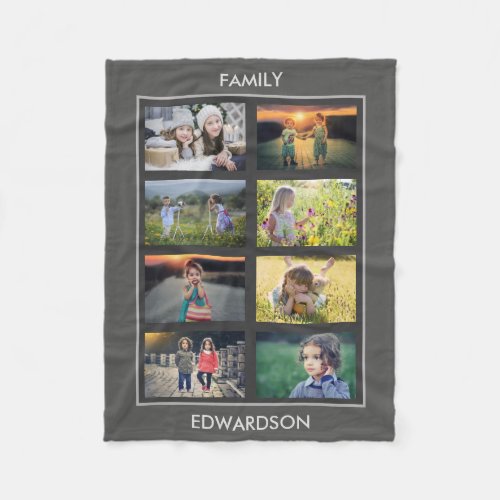 Create your own family photo collage family name fleece blanket