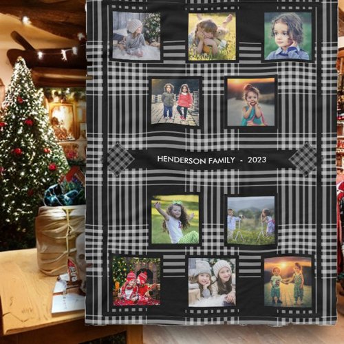 Create your own family photo collage family name fleece blanket
