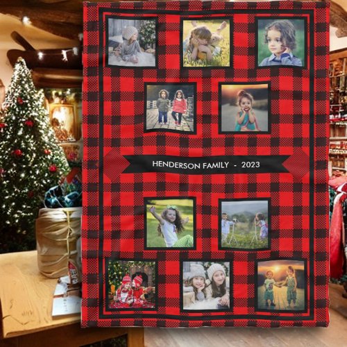 Create your own family photo collage family name fleece blanket