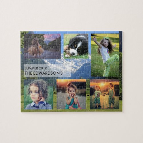 Create your own Family photo collage family name Jigsaw Puzzle