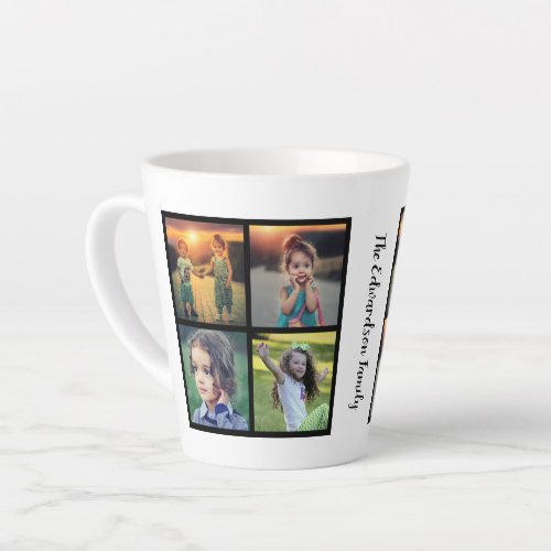 Create your own family photo collage family name latte mug