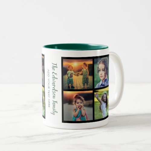 Create your own family photo collage family name Two_Tone coffee mug