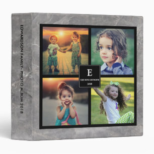 Create your own family photo collage gray marble 3 ring binder