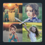 Create your own family photo collage keepsake square wall clock<br><div class="desc">Modern family photo collage keepsake clock.
Add your own photos and create a very personal and unique clock.</div>