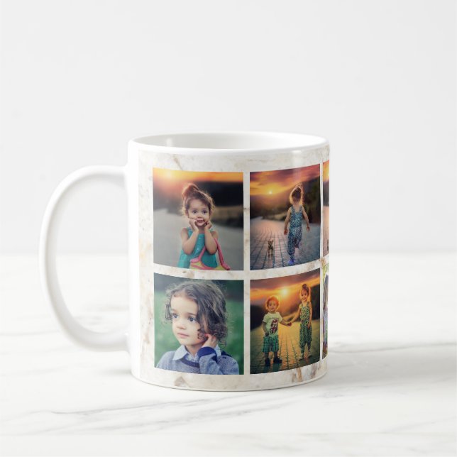 Create your own family photo collage marble coffee mug (Left)