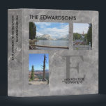 Create your own family photo collage marble stone 3 ring binder<br><div class="desc">All occasions Custom Family name and monogram photo album. Wedding photo album,  vacation,  holiday.
Gray stone,  rock,  marble design.</div>