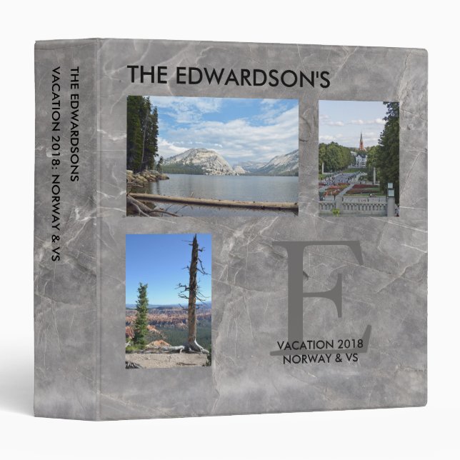 Create your own family photo collage marble stone 3 ring binder (Front/Spine)