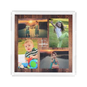 Create your own family photo collage monogram acrylic tray