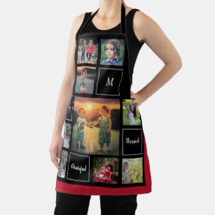 Create your own family photo collage monogram apron