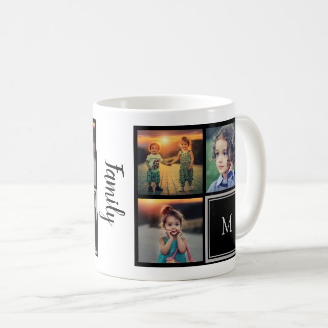 Create your own family photo collage monogram coffee mug (Front Right)