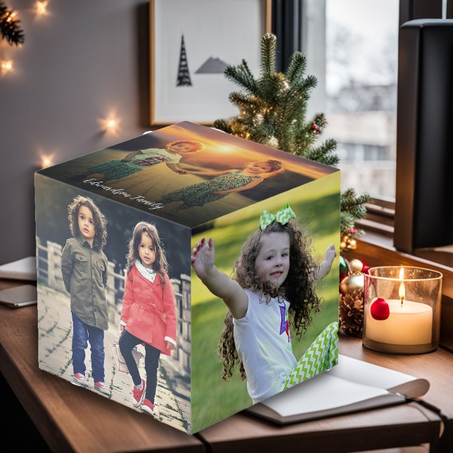 Create your own family photo collage monogram cube (Create your own family photo collage monogram cube. Nice gift for Christmas.)