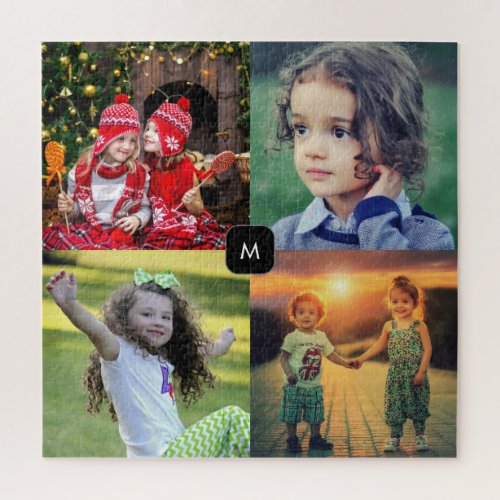 Create your own family photo collage monogram jigsaw puzzle