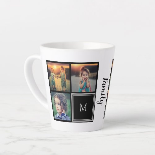 Create your own family photo collage monogram latte mug