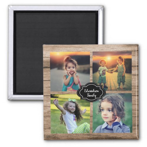 Create your own family photo collage monogram name magnet