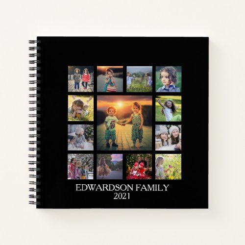 Create your own family photo collage monogram name notebook