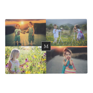 Create your own family photo collage monogram name placemat