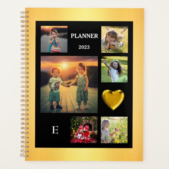 Create your own family photo collage monogram planner (Front)