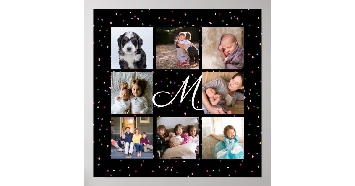 Create Your Own Family Photo Collage Monogram Poster | Zazzle