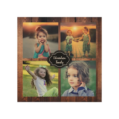 Create your own family photo collage monogram wood wall art