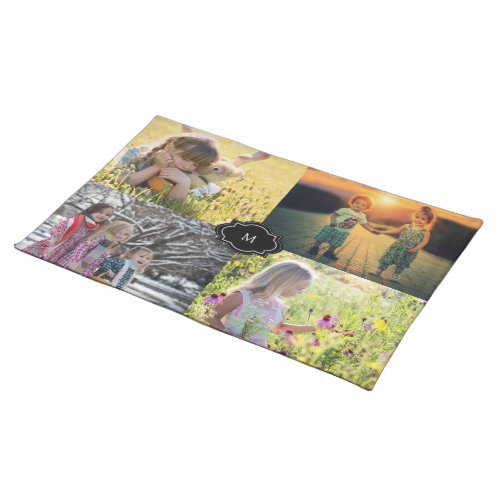 Create your own family photo collage monogrammed cloth placemat