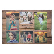 Create your own family photo collage monogrammed cloth placemat