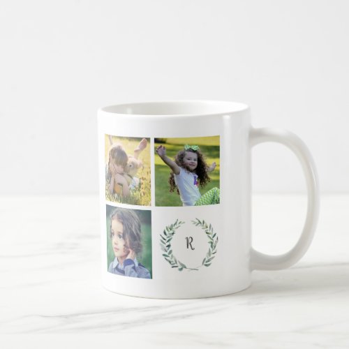Create your own family photo collage monogrammed coffee mug