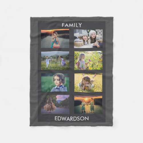 Create your own family photo collage monogrammed fleece blanket