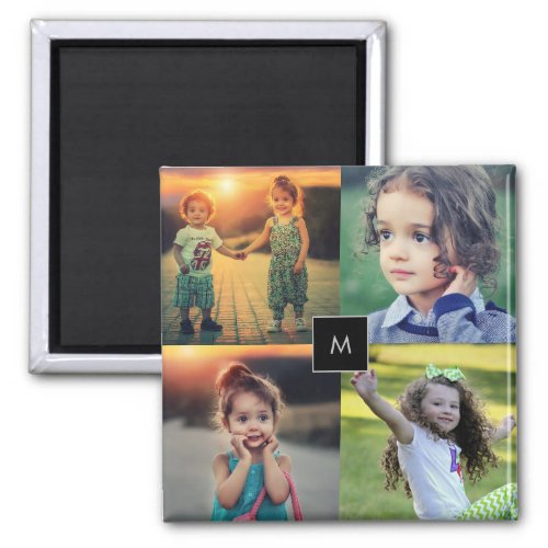 Create your own family photo collage monogrammed magnet