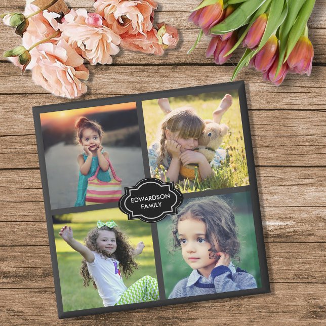 Create your own family photo collage monogrammed magnet (Create your own family photo collage monogrammed magnet. For your most beautiful photos.)